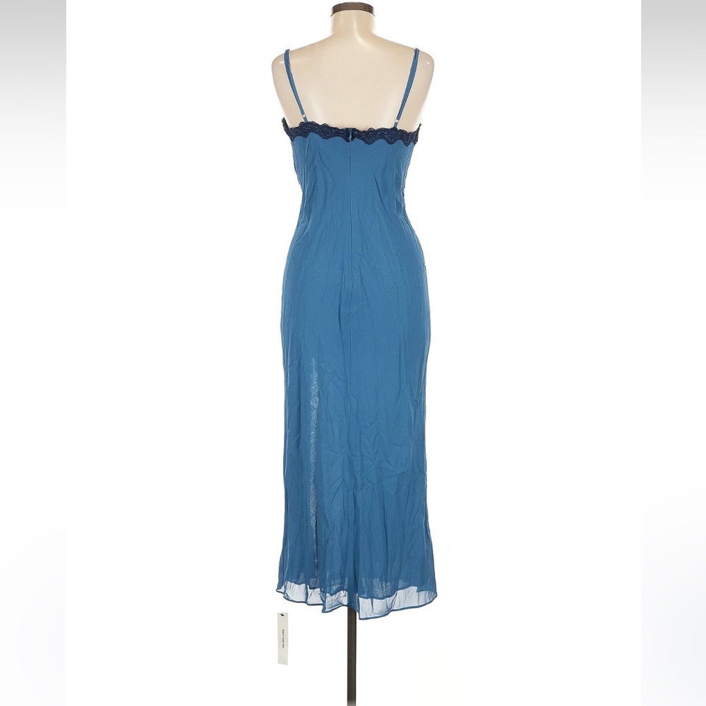 Blue Lace-Trim Slip Midi Dress - Picture 3 of 5